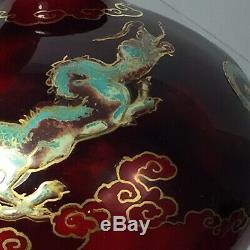 Antique Art Porcelain Vase Signed Oriole Flambe by Bernard Moore Chinese Dragons