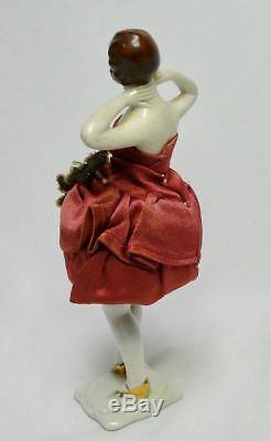 Antique Art deco porcelain half doll William Goebel pin cushion With Legs #6