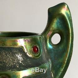 Antique Austria irisated Porcelain Vase cabochon/ Amphora Teplitz