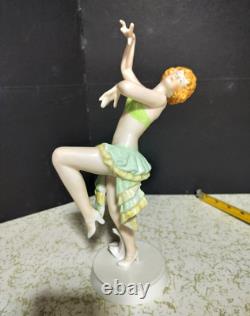 Antique Austrian Vienna Art-Deco Porcelain Figurine, Dancer, 10.5 high