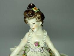 Antique Ballerina Girl Original Volkstedt 19th Porcelain Figurine Art Sculpture