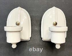 Antique Bathroom Vanity Porcelain Art Deco Wall Sconce Light Fixtures Set 1930s