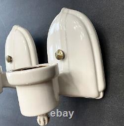 Antique Bathroom Vanity Porcelain Art Deco Wall Sconce Light Fixtures Set 1930s