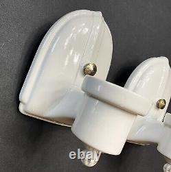 Antique Bathroom Vanity Porcelain Art Deco Wall Sconce Light Fixtures Set 1930s