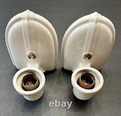 Antique Bathroom Vanity Porcelain Art Deco Wall Sconce Light Fixtures Set 1930s