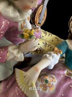 Antique Beautiful Statuette Couple In Love Porcelain Germany Original
