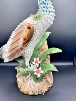 Antique Bird Figurine Heron Crane Porcelain Ceramic Statue Art Deco Styling 21