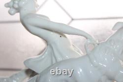 Antique Blanc De Chine German Porcelain Art Deco Figurine Woman and Dogs
