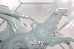 Antique Blanc De Chine German Porcelain Art Deco Figurine Woman and Dogs