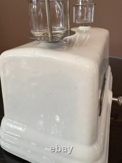 Antique Cast Iron Milk House Dairy Cream Art Deco Porcelain Balance Scale White