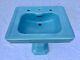 Antique Ceramic Baby Blue Porcelain Pedestal Sink Standard Vtg Deco 486-20e