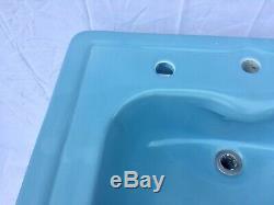 Antique Ceramic Baby Blue Porcelain Pedestal Sink Standard Vtg Deco 486-20E