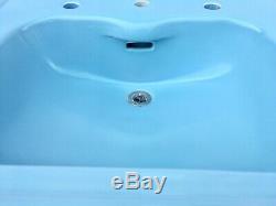 Antique Ceramic Baby Blue Porcelain Pedestal Sink Standard Vtg Deco 486-20E