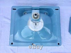 Antique Ceramic Baby Blue Porcelain Pedestal Sink Standard Vtg Deco 486-20E