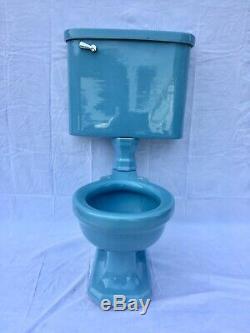 Antique Ceramic Baby Blue Porcelain Toilet Standard Tiffin Old Vtg Deco 487-20E