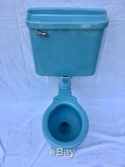 Antique Ceramic Baby Blue Porcelain Toilet Standard Tiffin Old Vtg Deco 487-20E