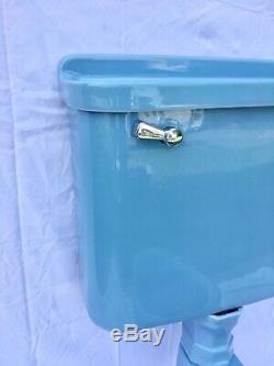 Antique Ceramic Baby Blue Porcelain Toilet Standard Tiffin Old Vtg Deco 487-20E