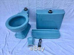 Antique Ceramic Baby Blue Porcelain Toilet Standard Tiffin Old Vtg Deco 487-20E