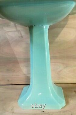 Antique Ceramic Jadeite Porcelain Pedestal Sink Kohler USA Vintage Old 1008-20B