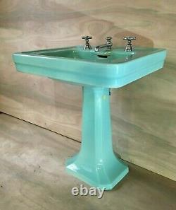 Antique Ceramic Jadeite Porcelain Pedestal Sink Kohler USA Vintage Old 1008-20B