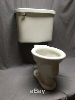 Antique Ceramic White Porcelain Complete Toilet Bowl Tank Lid Old Vtg 214-20E