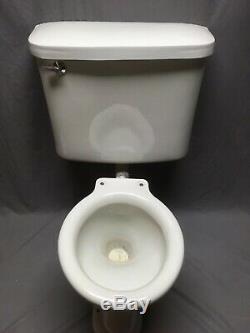 Antique Ceramic White Porcelain Complete Toilet Bowl Tank Lid Old Vtg 214-20E