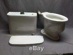 Antique Ceramic White Porcelain Complete Toilet Bowl Tank Lid Old Vtg 214-20E