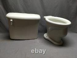 Antique Ceramic White Porcelain Complete Toilet Bowl Tank Lid Old Vtg 215-20E