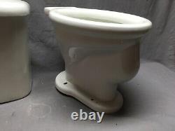 Antique Ceramic White Porcelain Complete Toilet Bowl Tank Lid Old Vtg 215-20E