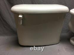 Antique Ceramic White Porcelain Complete Toilet Bowl Tank Lid Old Vtg 215-20E