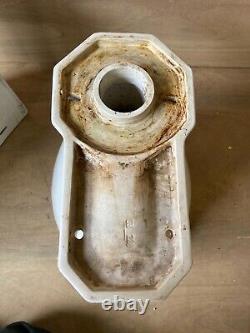 Antique Ceramic White Porcelain Complete Toilet Bowl Tank Lid Old Vtg 626-20E