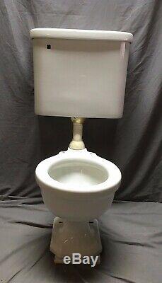 Antique Ceramic White Porcelain Toilet Bowl Tank Lid Standard Tiffin Vtg 172-20E