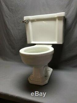 Antique Ceramic White Porcelain Toilet Tank Bowl Lid Deco Vtg Standard 359-19E