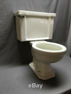 Antique Ceramic White Porcelain Toilet Tank Bowl Lid Deco Vtg Standard 359-19E