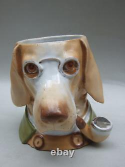 Antique Cigar Pipe Tobacco Holder German Porcelain Dog Head FigureMusterschutz