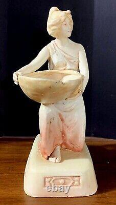 Antique Czech Royal Dux Style Porcelain Figurine, 13.5 high