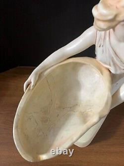 Antique Czech Royal Dux Style Porcelain Figurine, 13.5 high