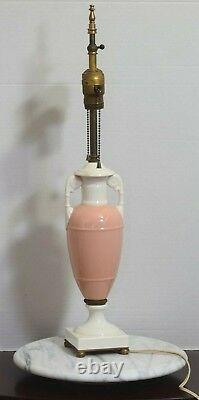 Antique Davart Lenox Porcelain Urn Vase Pink Cream Brass Table Lamp Art Deco