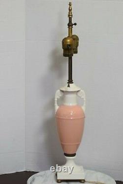 Antique Davart Lenox Porcelain Urn Vase Pink Cream Brass Table Lamp Art Deco