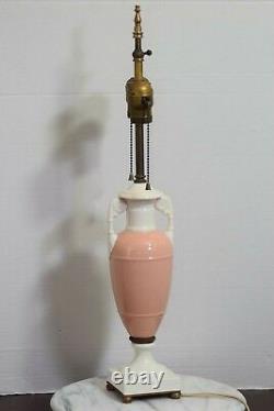 Antique Davart Lenox Porcelain Urn Vase Pink Cream Brass Table Lamp Art Deco