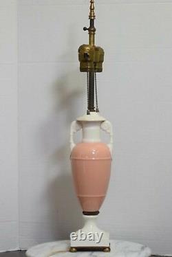 Antique Davart Lenox Porcelain Urn Vase Pink Cream Brass Table Lamp Art Deco