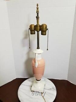 Antique Davart Lenox Porcelain Urn Vase Pink Cream Brass Table Lamp Art Deco
