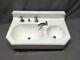 Antique Deco Cast Iron White Porcelain Double Basin Bath Wall Sink Vtg 310-20e