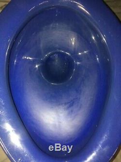 Antique Deco Ceramic Cobalt Blue Porcelain Toilet Vtg Standard Madera Old 21-20E