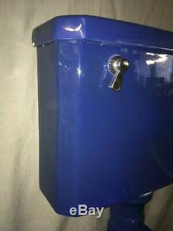 Antique Deco Ceramic Cobalt Blue Porcelain Toilet Vtg Standard Madera Old 21-20E