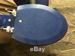 Antique Deco Ceramic Cobalt Blue Porcelain Toilet Vtg Standard Madera Old 21-20E