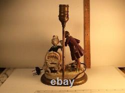 Antique Dresden Porcelain Lamp Courting Couple Figurine lamb Pastoral Germany