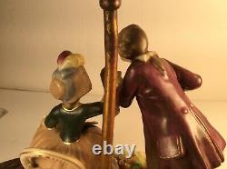 Antique Dresden Porcelain Lamp Courting Couple Figurine lamb Pastoral Germany