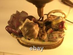 Antique Dresden Porcelain Lamp Courting Couple Figurine lamb Pastoral Germany