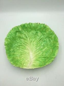 Antique E B NAPOLI Large Lettuce Cabbage Leaf BOWL Rare ITALIAN MAJOLICA